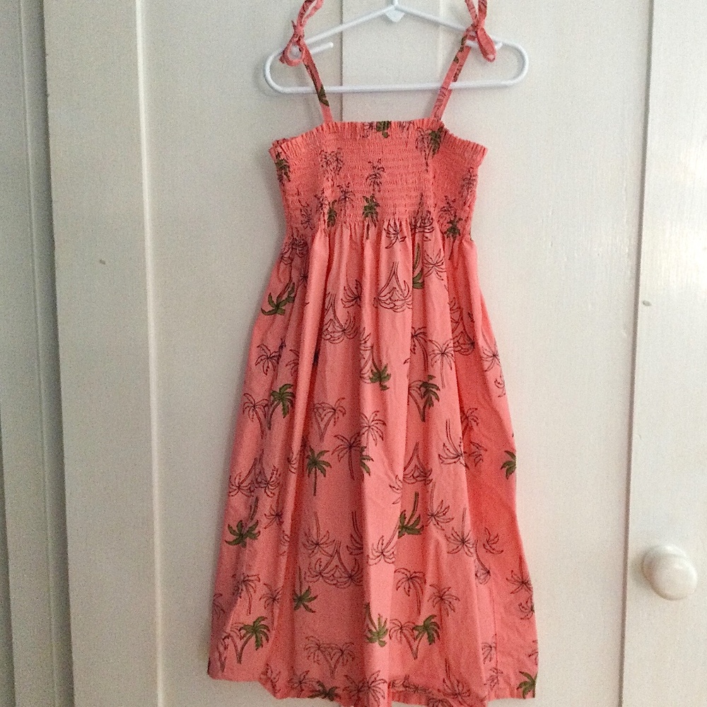 Tea Collection Smocked Summer Dress w/Palm Trees—size 7, very good condition